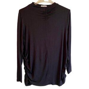 Skinnygirl Marisol Black Long Sleeve Stretch Jersey Knit Shirred Top Size 1X NEW